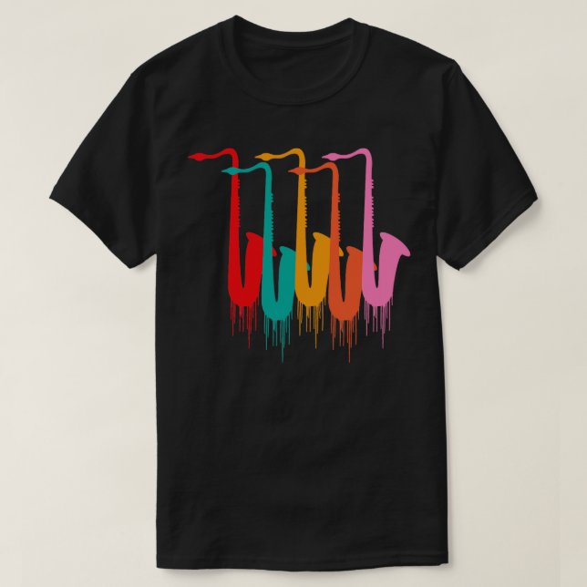 Colorful saxophone Musical instrument jazz musicia T-Shirt (Design Front)