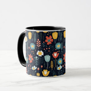 Colorful Scandinavian Folk Art Floral Mug