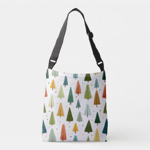 Colorful Scandinavian Style Christmas Tree Pattern Crossbody Bag