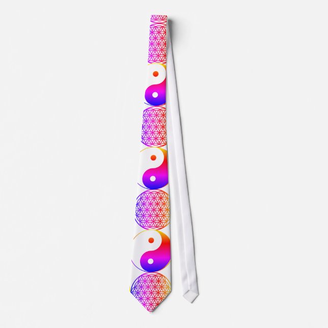 Colorful scared geometry flower of life tie (Front)