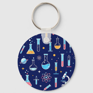 Colorful Science Lab Pattern Modern Chemistry  Key Ring