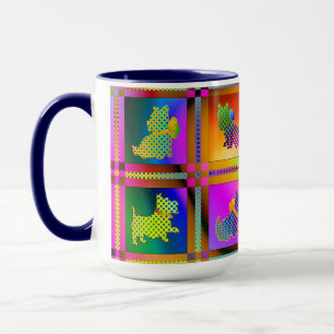 Colorful Scottish Terriers with Plaid Pattern Mug