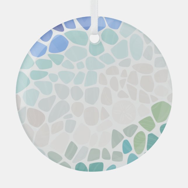 Colorful Sea Glass Circle Ornament (Front)