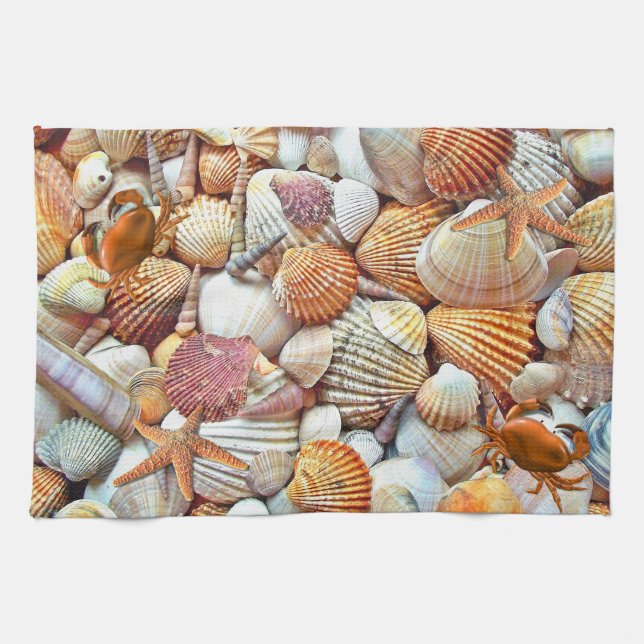 Colorful Sea shells  Tea Towel (Horizontal)