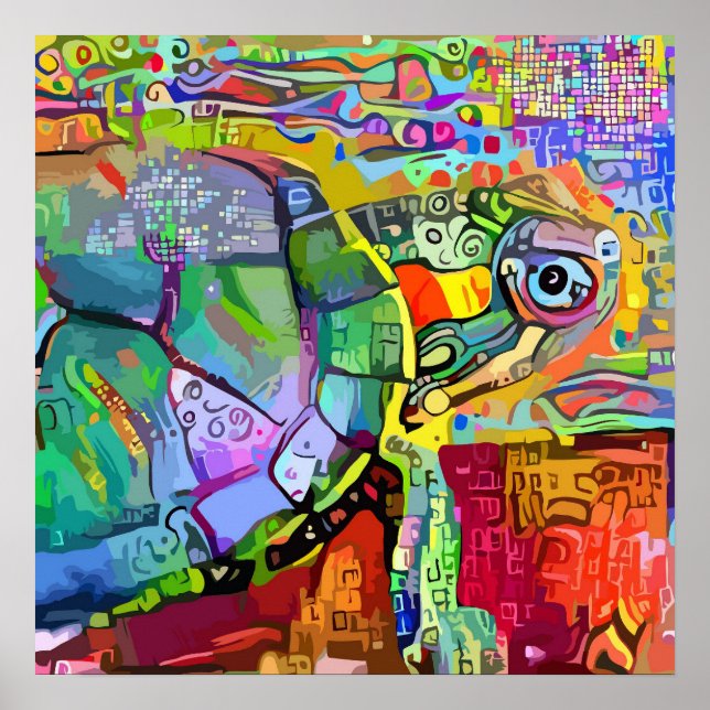 Colorful Sea turtle,aquatic-tortoise abstract art  Poster (Front)