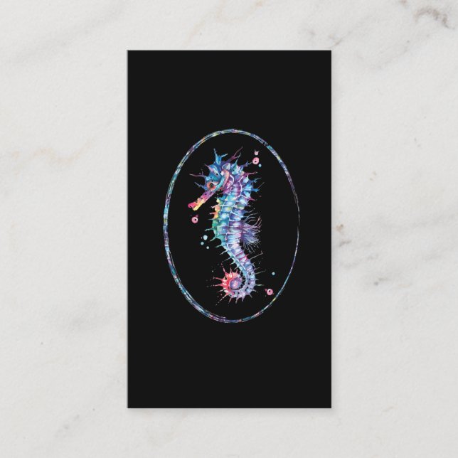Colorful Seahorse Illustration Underwater Art Business Card (Front)