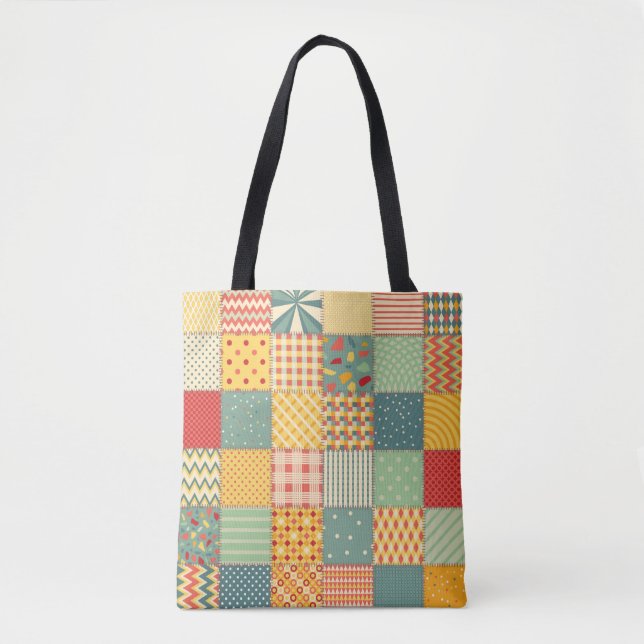 Colorful seamless patchwork pattern with abstract  tote bag (Front)