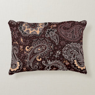 Colorful seamless pattern in paisley style. Vintag Decorative Cushion