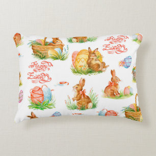 Colorful seamless pattern with spring easter conce decorative cushion