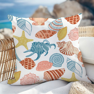 Colorful Seashells Beach Summer Cushion