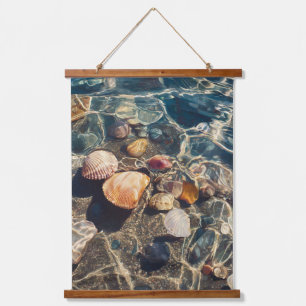 Colorful Seashells Under Clear Water Art Hanging Tapestry