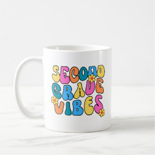 Colorful Second Grade Vibes– Back to  school Retro Coffee Mug