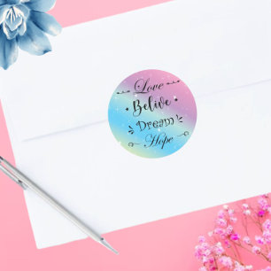 Colorful Set Motivational Phrases Love Classic Round Sticker