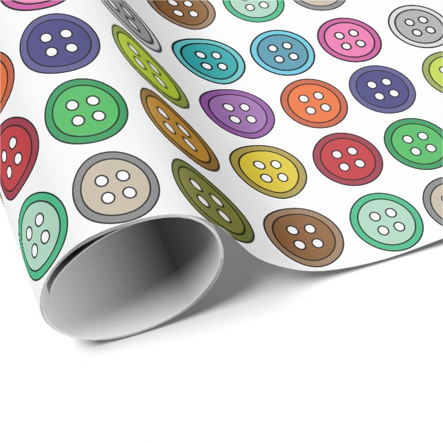 Colorful Sewing Buttons Tailor Birthday Wrapping Paper (Roll Corner)