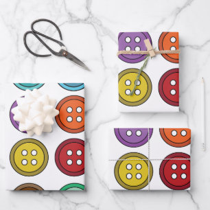Colorful Sewing Buttons Tailor Birthday Wrapping Paper Sheet