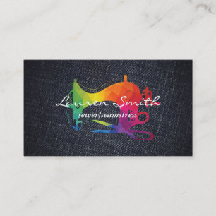 Colorful Sewing Machine Logo Denim Business Card