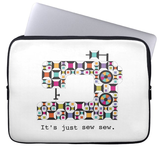 Colorful Sewing Machine Quilt Pattern Laptop Sleeve (Front)