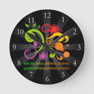 Colorful Shapes, Fruit of the Spirit Round Clock