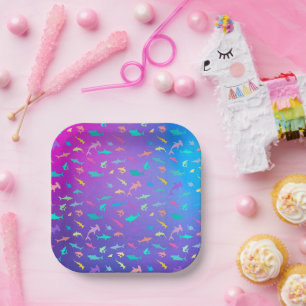 Colorful shark under the sea School Party Paper Plate