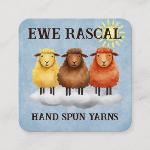 Colorful sheep knitting crochet handspun yarn square business card
