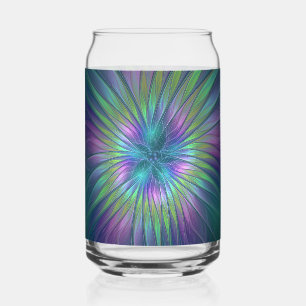 Colorful Shiny Fantasy Flower Abstract Fractal Art Can Glass
