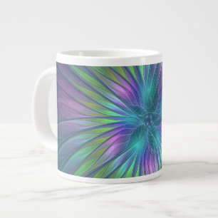 Colorful Shiny Fantasy Flower Abstract Fractal Art Large Coffee Mug