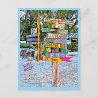 COLORFUL SIGNAGE (COUNTRIES) RUM POINT, GR.CAYMAN POSTCARD
