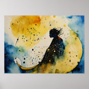 Colorful Silhouette Watercolor Wall Poster