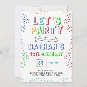 Colorful Simple Boy Birthday Invitation