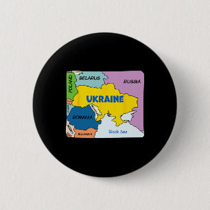 Colorful Simplified Ukraine Map 6 Cm Round Badge
