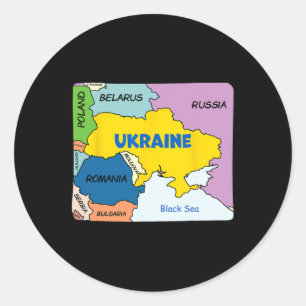 Colorful Simplified Ukraine Map Classic Round Sticker
