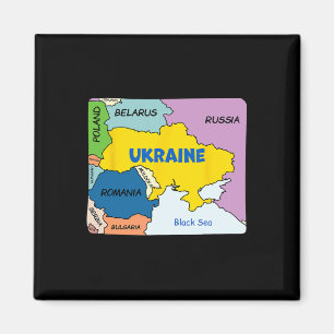 Colorful Simplified Ukraine Map Magnet
