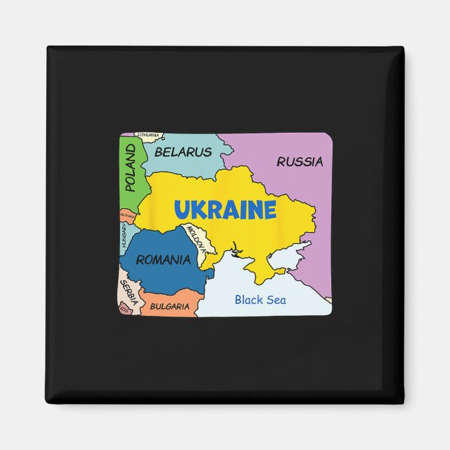Colorful Simplified Ukraine Map  Magnet (Front)