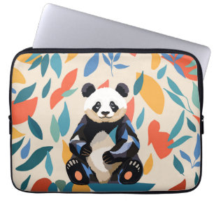 Colorful Sitting Panda Bear Matisse Inspired Laptop Sleeve
