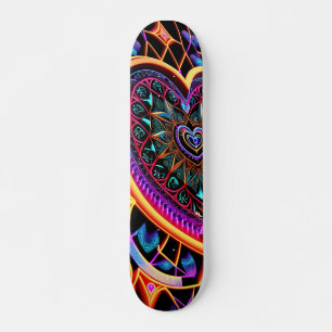 Colorful Skate Heart Mandala Skateboard