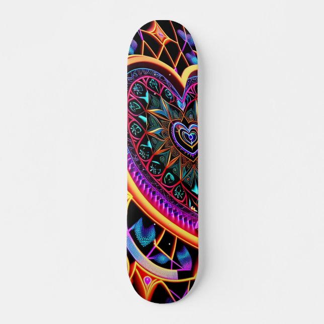 Colorful Skate Heart Mandala Skateboard (Front)