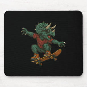 Colorful Skateboarding Triceratops Dinosaur Design Mouse Mat
