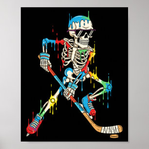 Colorful Skeleton Hockey Ice Cream Drip Player Poster
