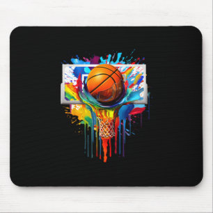 Colorful Sketll Tie Dye Color Splash Hoop Net Slam Mouse Mat