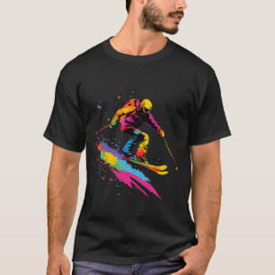 Colorful Skiing Ski  T-Shirt