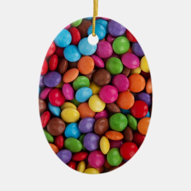 Colorful skittles candy ceramic tree decoration (Front)