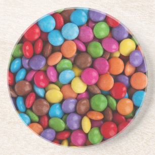 Colorful skittles candy coaster