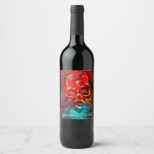 Colorful skull. Bone-Chilling Beverage Wine Label