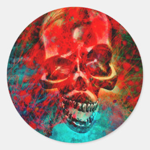 Colorful skull classic round sticker