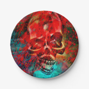 Colorful skull paper plate