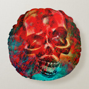 Colorful skull round cushion