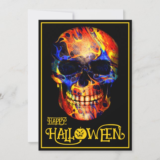 COLORFUL SKULL SKELETON HALLOWEEN SPECIAL EVENT INVITATION (Front)