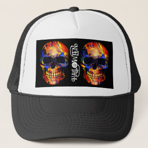 COLORFUL SKULL SKELETON HAPPY HALLOWEEN APPAREL TRUCKER HAT