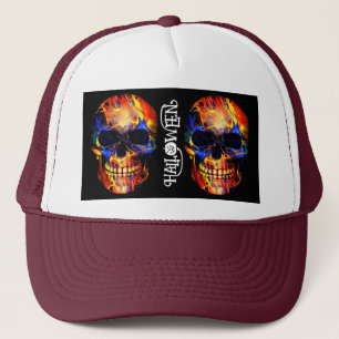 COLORFUL SKULL SKELETON HAPPY HALLOWEEN APPAREL TRUCKER HAT