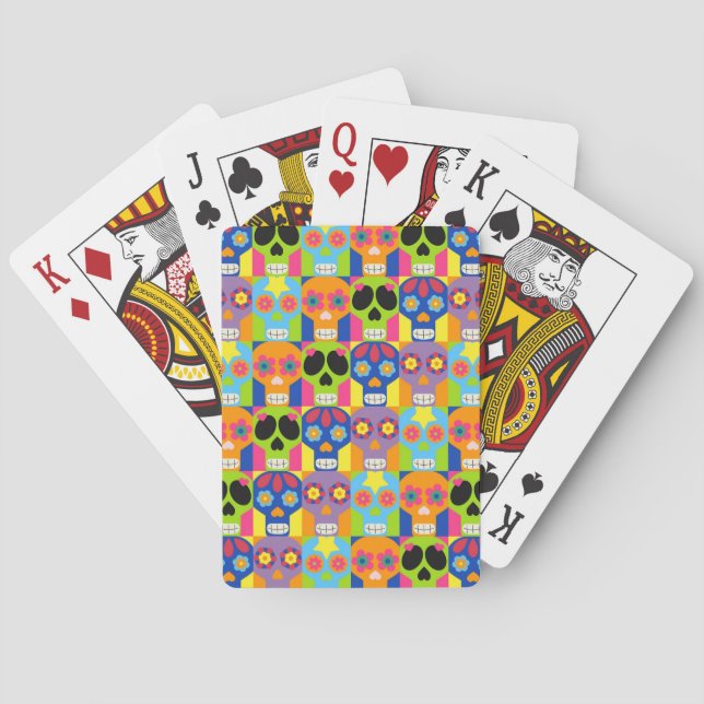 Colorful Skulls Design Playing Cards (Back)